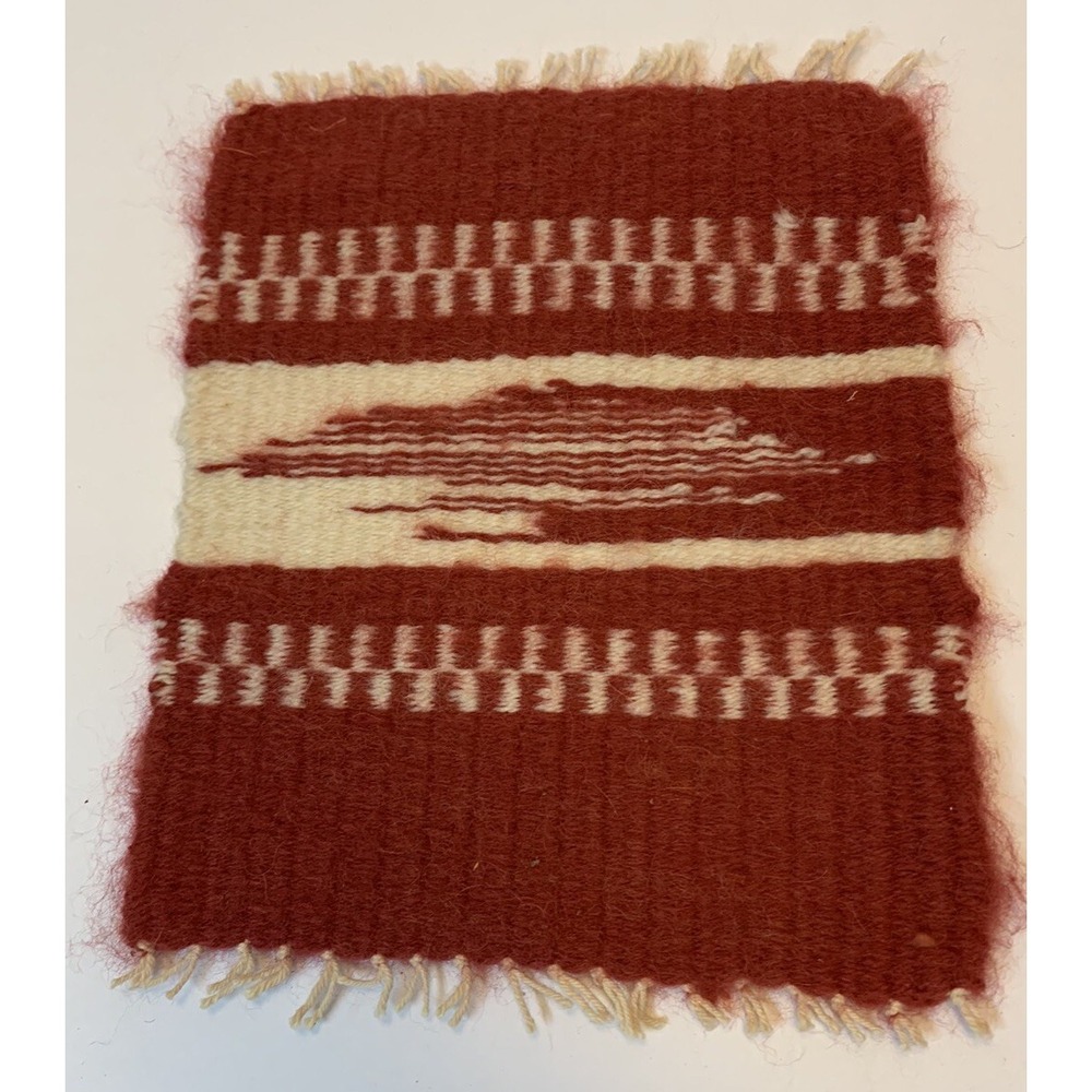 Vintage Southwestern Fuzzy Wool Miniature Dollhouse Fringe Rug 9 X 7